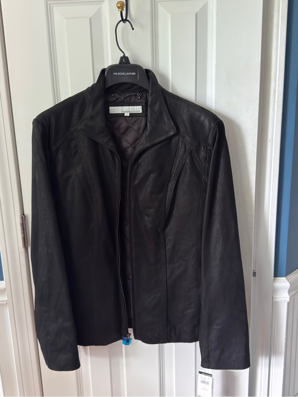 Wilsons Leather Black Smooth Leather Zip-Front Jacket